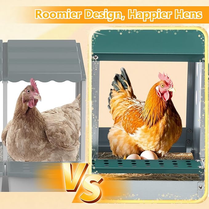 Nesting Box for Chickens Laying Eggs,Roll Away Chicken Nesting Boxes with 6 Compartment,Wall Mountable Metal Chicken Nesting Box,Roll Out Nesting Boxes for Hens,Green