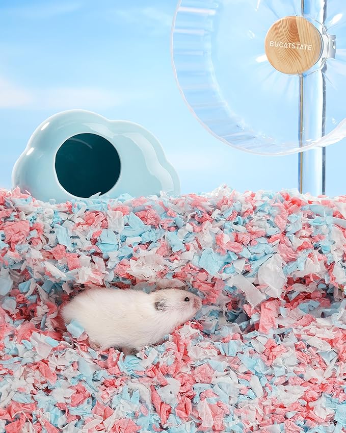 BUCATSTATE Hamster Bedding 70L, 99% Dust-Free Guinea Pig Bedding Odor Control Paper Bedding, Cozy Small Animal Bedding for Rabbit Rat Syrian Dwarf Hamsters Gerbils (Confetti)