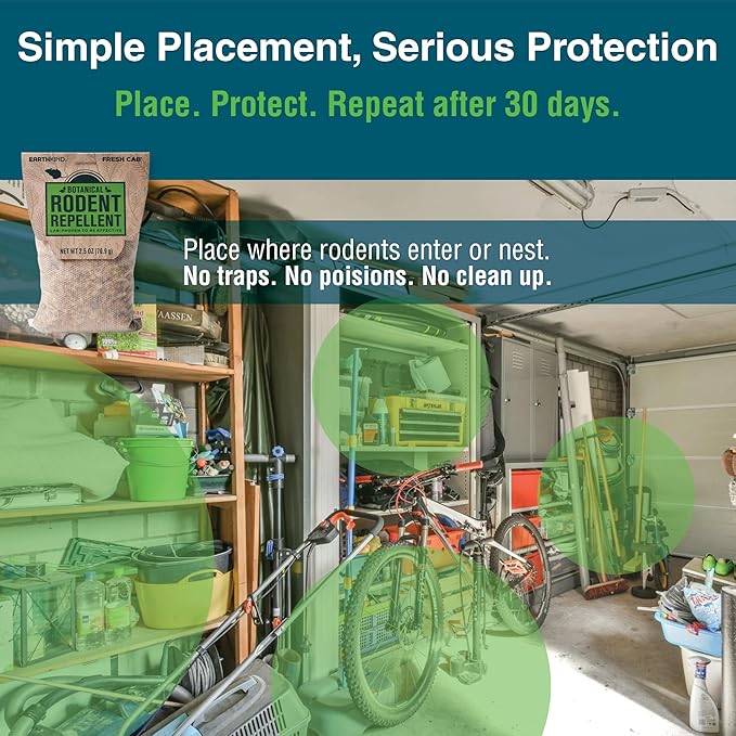 Fresh Cab Botanical Rodent Repellent - Environmentally Friendly, Keeps Mice Out, 12 Scent Pouches