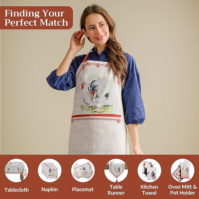Maison d' Hermine 100% Cotton Apron for women with Pocket Kitchen Chef Apron for Men Cooking Easter Decorations
