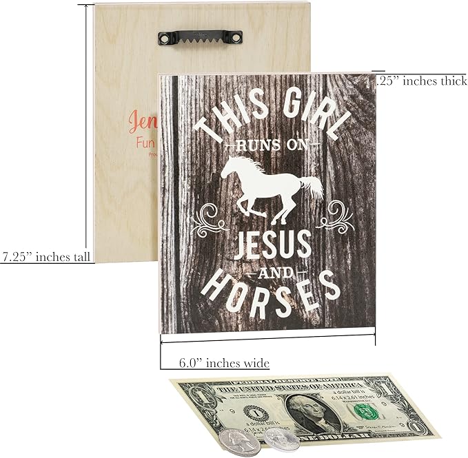 JennyGems This Girl Runs on Jesus and Horses Wooden Sign, Country Girl Gift and Decor, Horse Decorations, Made in USA