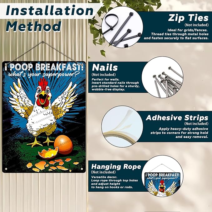 Funny Chicken Decorations For Kitchen Chicken Tin Sign Chicken Gifts 16x12 Inch