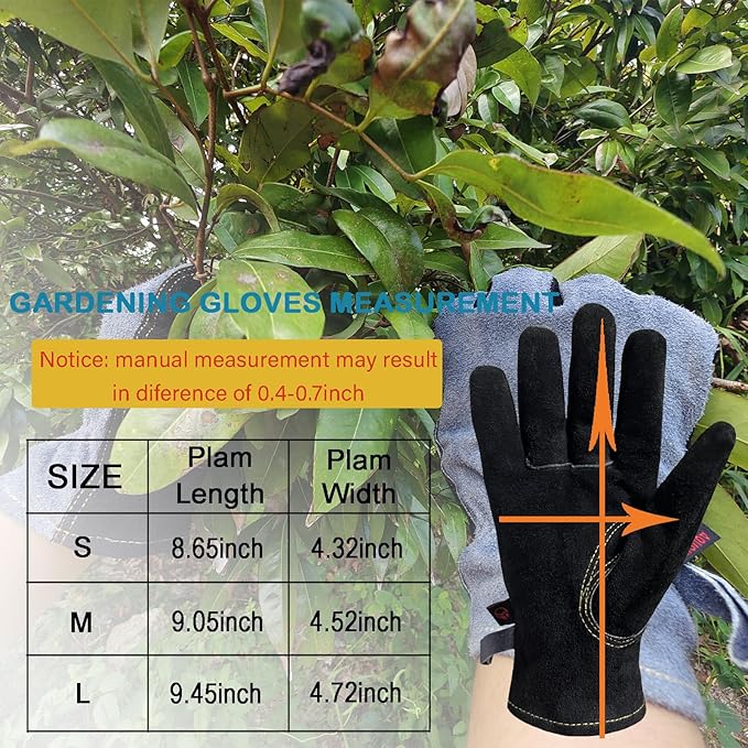 Leather Gardening Gloves for Men, Work Gloves for Welding, Construction, Chainsaw, Farm, Ranch, Yard Work gloves