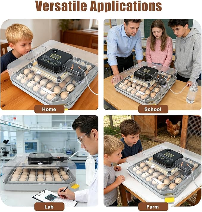 Series IV - 48 Egg Professional Incubator for Breeders, Automatic Sensor-Based Precise Humidity & Temp Control, Adjustable Spacing, Auto Turn & Auto Stop, Preset Incubation Days, Chick Separator