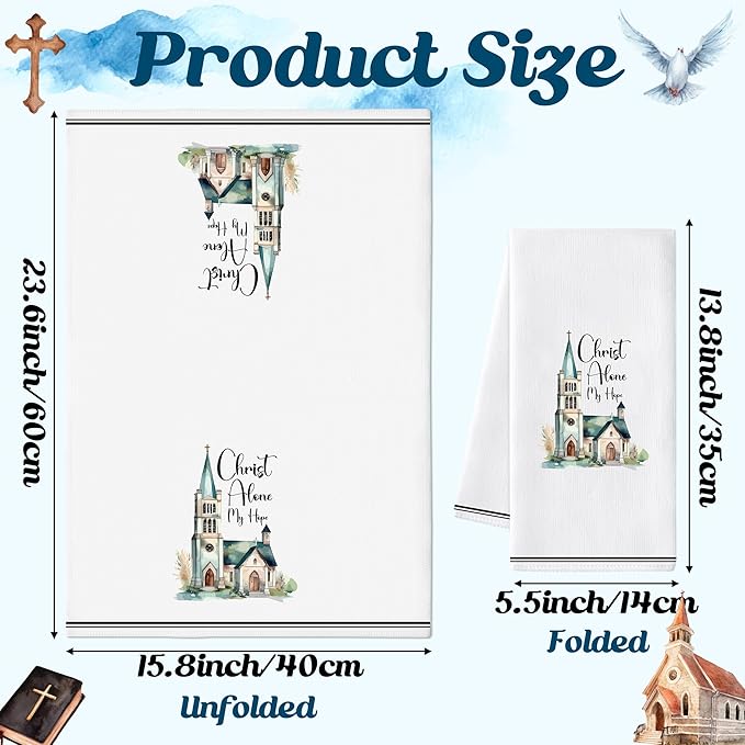 GROBRO7 Church Hymn Hand Towels - 6Pcs Christian Religious Kitchen Dishcloths Set Soft Polyester Towel Bathroom Home Dining Table Decorative Tea Party Favors Housewarming Gift for Hostess Men Women