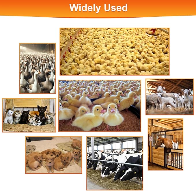 450W Heat Lamp for Chickens, Large Chicken Coop Heater, Carbon Fiber Chicks Brooder Heaters Plate, Adjust 5 Mode Temp&Time&Hanging Height, 9.8 Ft Cord Heater for Poultry Livestock Heating