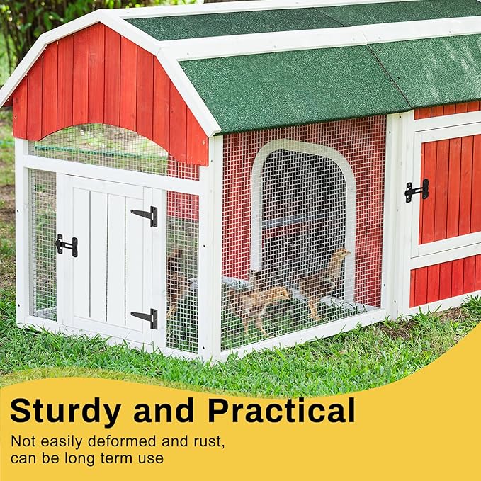 Chicken Coop Gate Hardware Kit,3 inch T-Strap Shed Hinges and 4 inch Door Latches,Heavy Duty Gate Hinge and Latch Sets for Chicken Coop Accessories Replacement,Door Repair and DIY