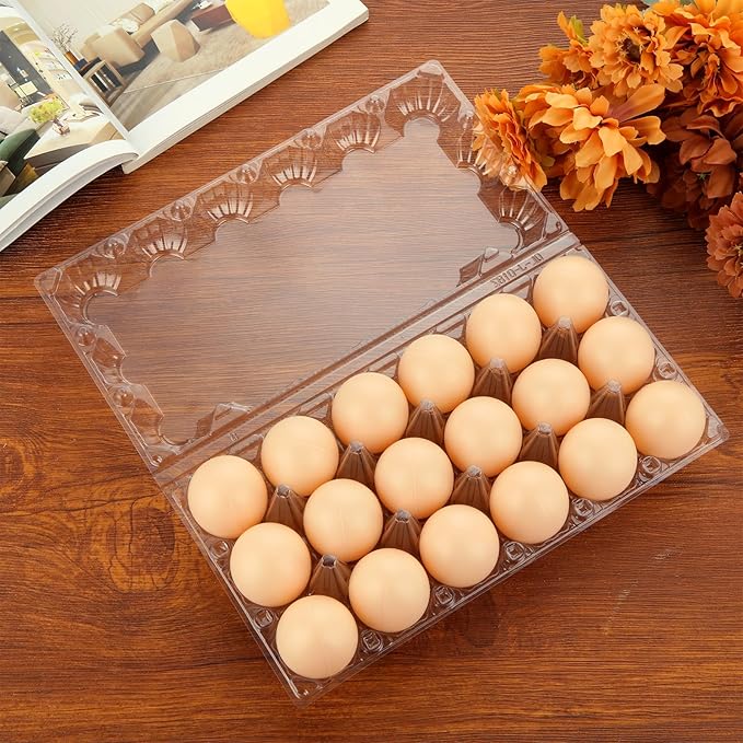 DAJAVE 50 Pack Plastic Egg Cartons, Clear Egg Cartons 18 Count, 3x6 Grids Egg Cartons Cheap Bulk, Plastic Egg Holder for Family, Pasture, Farm Markets Display (Medium)
