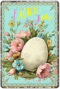 Easter Egg Retro Tin Sign Fun Metal Sign “Easter Joy” For Home Living Room Garden Yard Outdoor Wall 8X12Inch