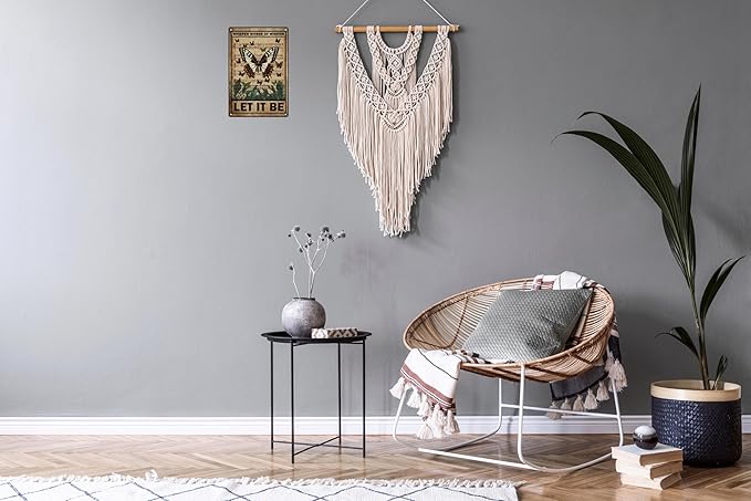 Posters for Room Aesthetic Let It Be The Metal Tin Sign Wall Decor Retro Whisper Words of Wisdom Butterflies Art Signs for Home Decor Gifts 12x8 in