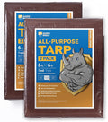 GUARD SHIELD Brown/Green Tarp 6x6 Feet Medium Duty Outdoor Waterproof Multi Purpose Poly Tarps Cover 7mil (2-Pack)