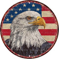 Vintage Bald Eagle Round Metal Sign Retro American flag Tin Sign Nostalgic Patriotism Wall Decor Decorations for Home Bedroom Living Room Cafe Bar Kitchen Yard Fence Door Outside 12 * 12 In