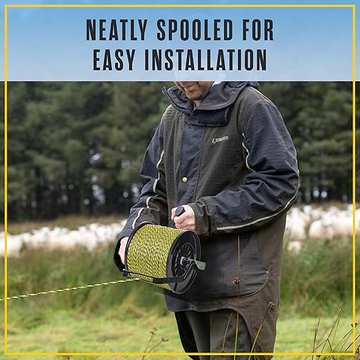 Houseables Electric Fence Wire, Hot Wire Fence, Electric Fencing, Livestock Fencing, Electrical Polywire Rope for Chicken, Agricultural, Goat, Garden, Dogs, Horse, Pig, Poly, 500 Meters (1640 Feet)