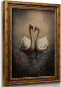 Vintage Gold Framed Wall Art Vintage Swan Canvas Wall Decor Retro Moody Swan Oil Painting Prints Farmhouse Antique Animal Picture Poster Artwork for Home decor Living Room Bedroom Hallway 9x11in