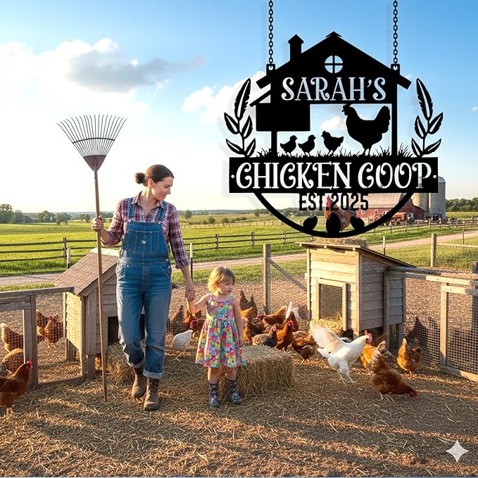 Custom Chicken Coop Metal Sign, Personalized Chicken Coop Sign for Outside, Custom Metal Hen House Farm Signs, Chickens Hen House Farmhouse Wall Art Decor