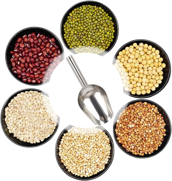 8 Pcs 8oz Stainless Steel Ice Scoop, Metal Candy, Food, Flour Scoops for Canisters, Dishwasher Safe, Silver Scooper for Kitchen, Ice Cream, Sugar, Popcorn, Coffee Beans