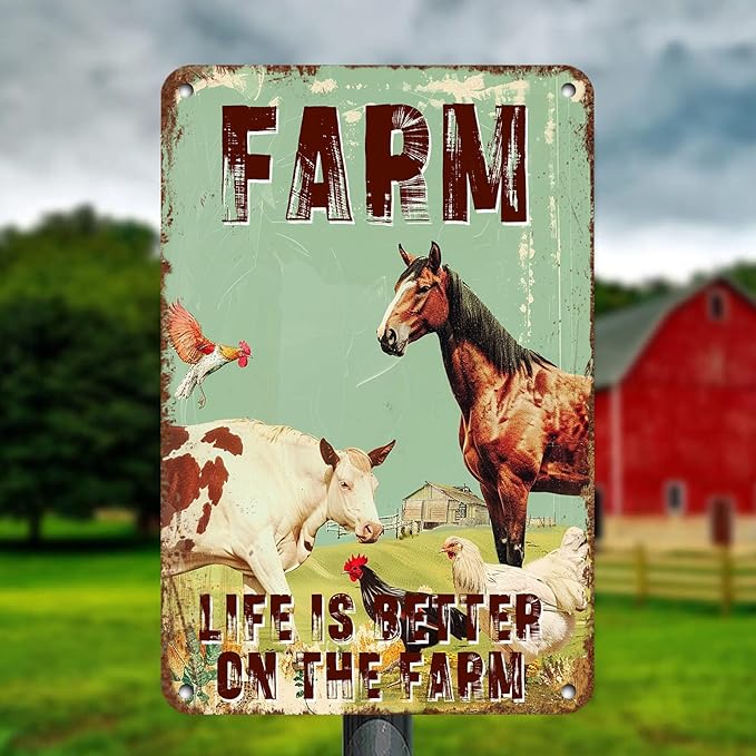 Vintage Metal Tin Sign Farm Sweet Farm Life is Better on the Farm Sign for Cafe Home Bar Pub Garage Hotel Garden Wall Decor Art 12 * 8in