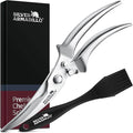 Heavy Duty Poultry Shears - Professional Stainless Steel Kitchen Scissors for Bone, Chicken, Meat, Fish & Vegetables - Spring Loaded (Stainless Steel handles)