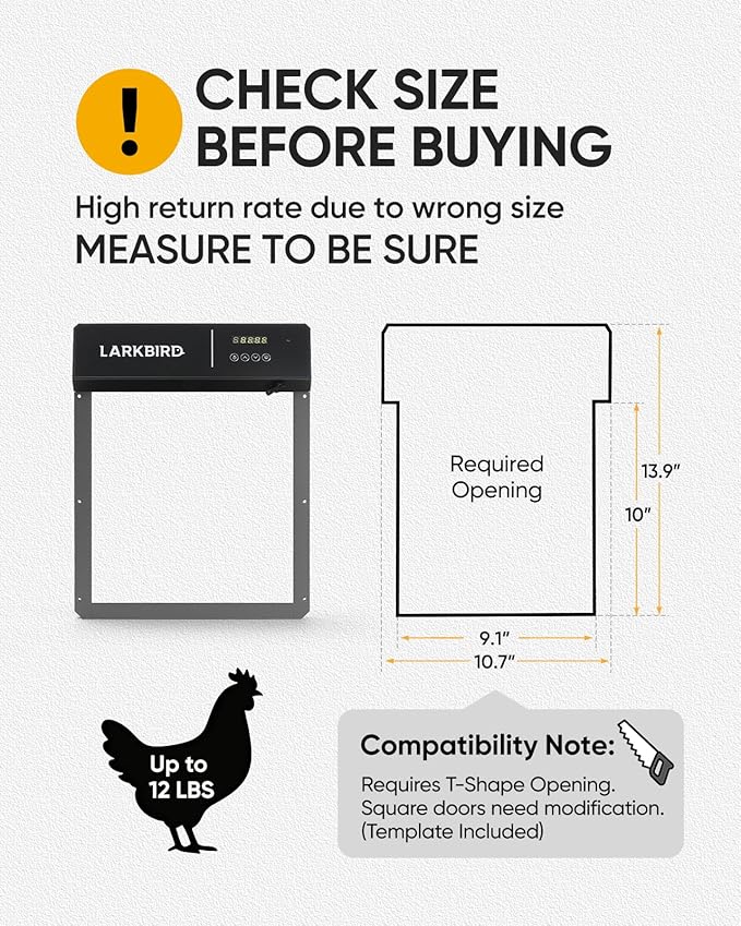 LARKBIRD Automatic Chicken Coop Door with Audio Recall Function, Solar Chicken Coop Door with Timer & Light Sensor, App Control Chicken Door with Anti-Pinch System (Gray)