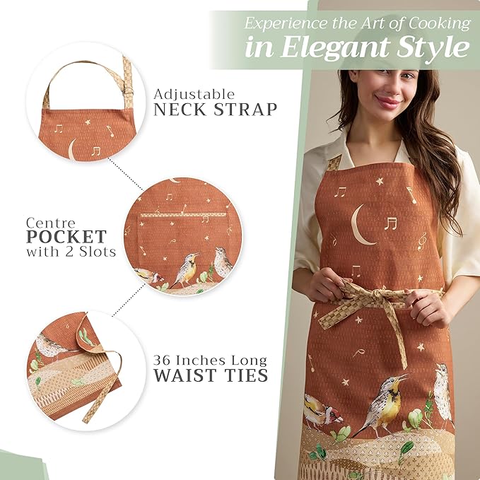 Maison d' Hermine 100% Cotton Apron for women with Pocket Kitchen Chef Apron for Men Cooking Easter Decorations