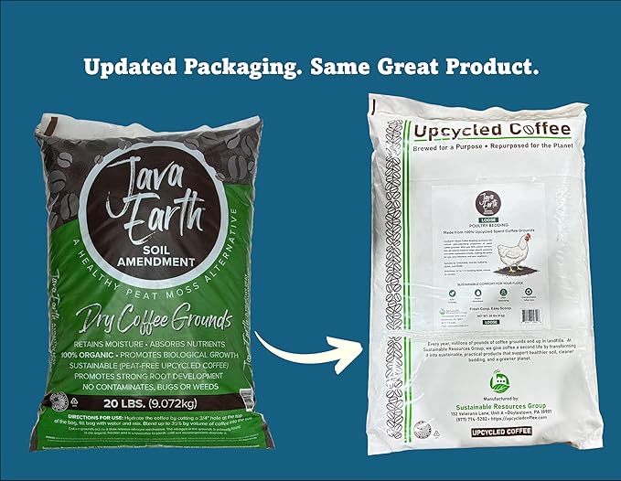 JavaEarth® Loose Poultry Bedding, Upcycled Spent Coffee Grounds, 20 lbs