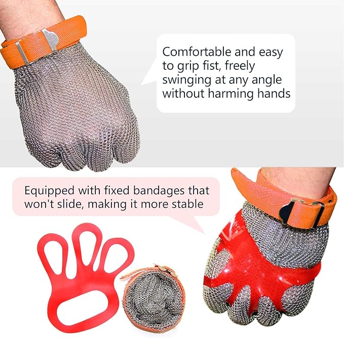 A9 Chainmail Glove, Cut Resistant Stainless Steel Butcher Glove for Cutting Meat & Fish Filleting