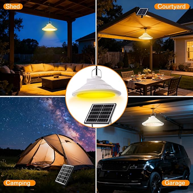 Solar Chicken Coop Light with Timer | Three-Color Dimmable LED, IP66 Waterproof Hanging Ceiling Pendant Light Suitable for Poultry Farms,Coops,Patio,Camping,Garage etc(2pcs)