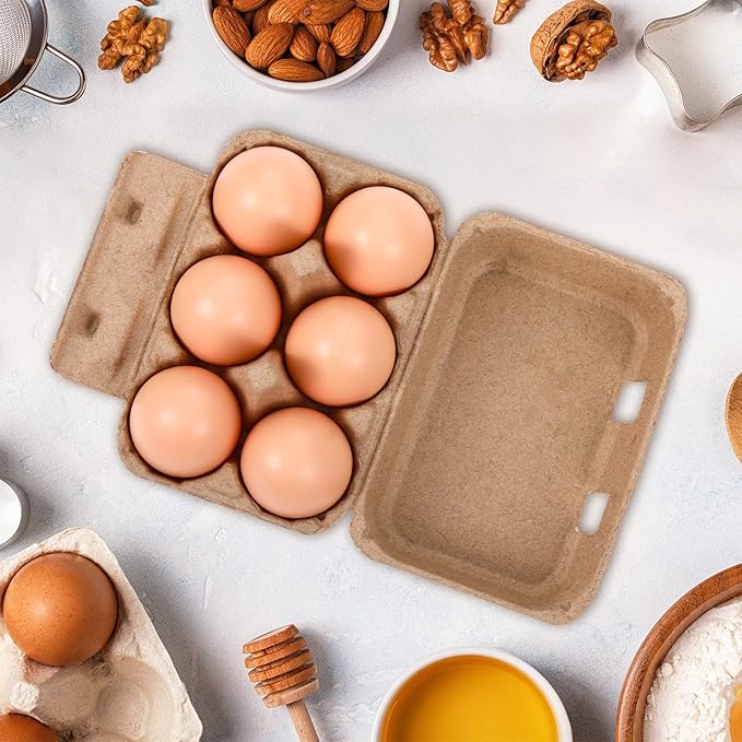 Nuenen 200 Pieces Egg Cartons Bulk Cardboard Blank Light Egg Cartons Empty Container Tray for Farm Market Family Kitchen(2 x 3 Style)