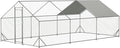 IchbinGo Large Metal Chicken Coop with Waterproof Cover, Walk-in Metal Poultry Cage Spire Shaped Chicken Coop Run, Chicken Run with Anti-UV Cover for Outdoor Backyard Farm (10' L x 20' W x 6.56' H)
