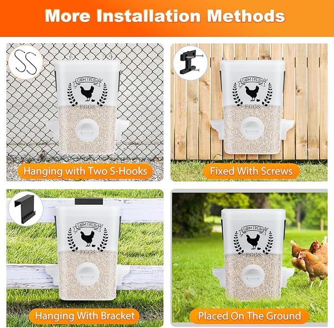 Tgeyd Chicken Feeder and Waterer Set (3 Gal/15 Lb) Hanging Automatic Poultry Feeder, No-Waste, Chicken Accessories for Chicken Coop and Run