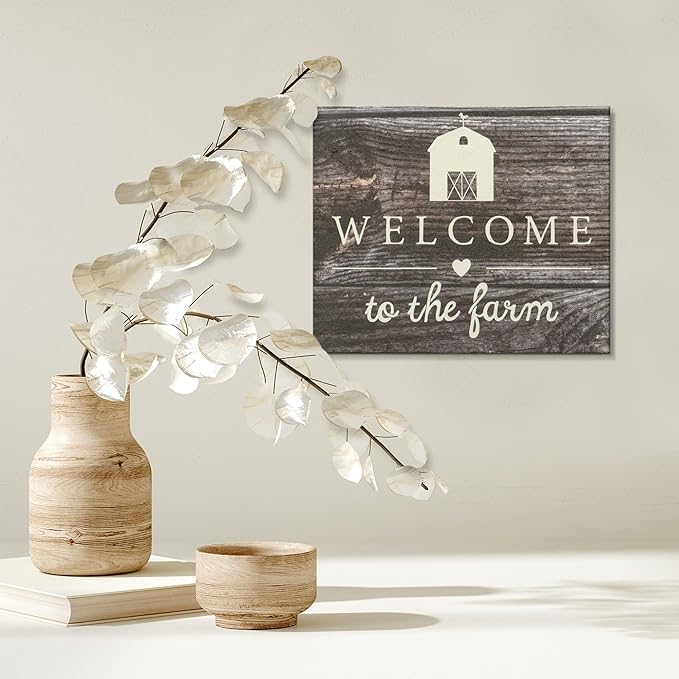 JennyGems Welcome To the Farm Wooden Sign, Barn Gifts, Rustic Farmhouse Decorations Wall Hanging, Gray Wash