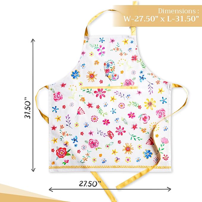 Maison d' Hermine 100% Cotton Apron for women with Pocket Kitchen Chef Apron for Men Cooking Easter Decorations