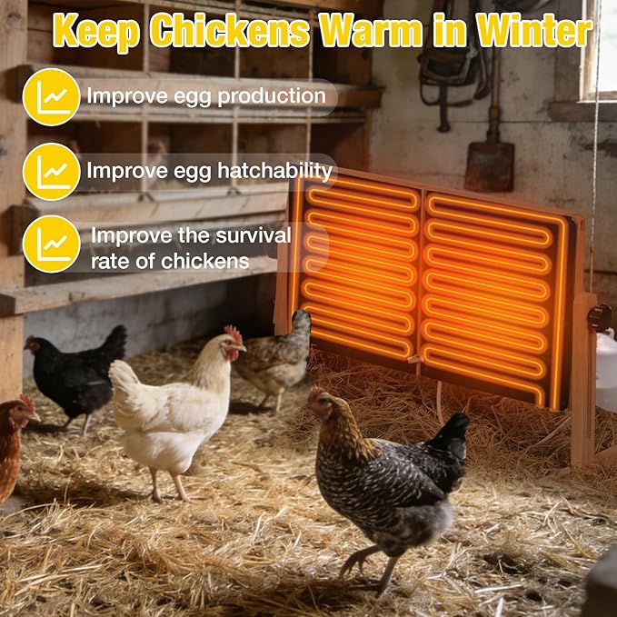 Aivituvin Foldable Chicken Coop Heater for Winter, 120w Large Size Waterproof Chicken Heater for Coop, Radiant Heat Chicks Coop Heater with 2 Heating Plates, Adjustable Temp 70~190℉ (Dark Brown)