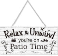 Hotop Patio Decor Patio Sign Decorations Outdoor Metal Porch Wall Decor Rustic Farmhouse Wall Art for Backyard Porch Balcony Gazebo Accessories(10 x 5",White)