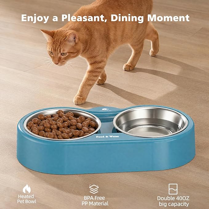 Heated Water Bowl for Dog & Cat, Outdoor Heated Dog Bowl Provides Drinkable Water & Food in Winter, Heated Pet Bowl for Outside, Smart Thermal-Dish for Rabbit, Chicken, Duck, Squirrel (110 OZ)