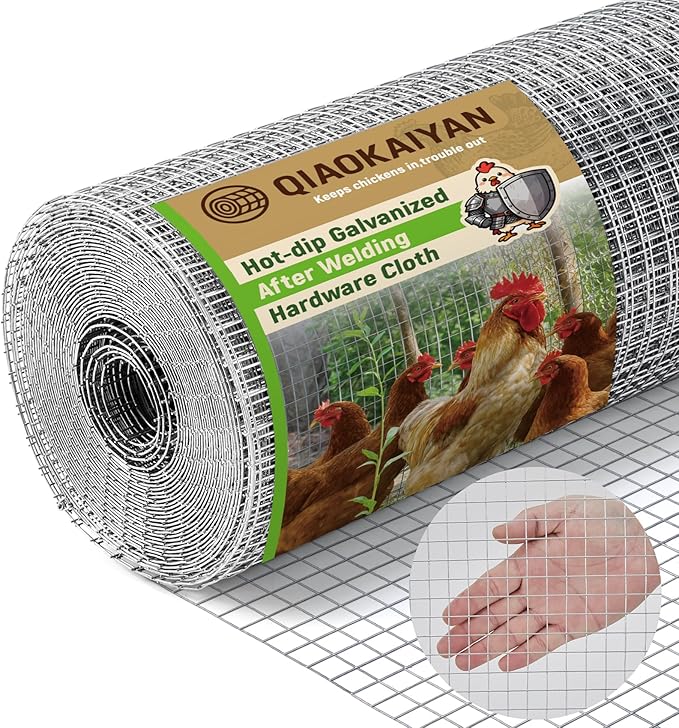 48" x 50' Hardware Cloth - 19 Gauge Heavy-Duty 1/2 Inch Welded Chicken Wire, Hot-Dipped Galvanized Mesh for Chicken Coop & Garden Fencing