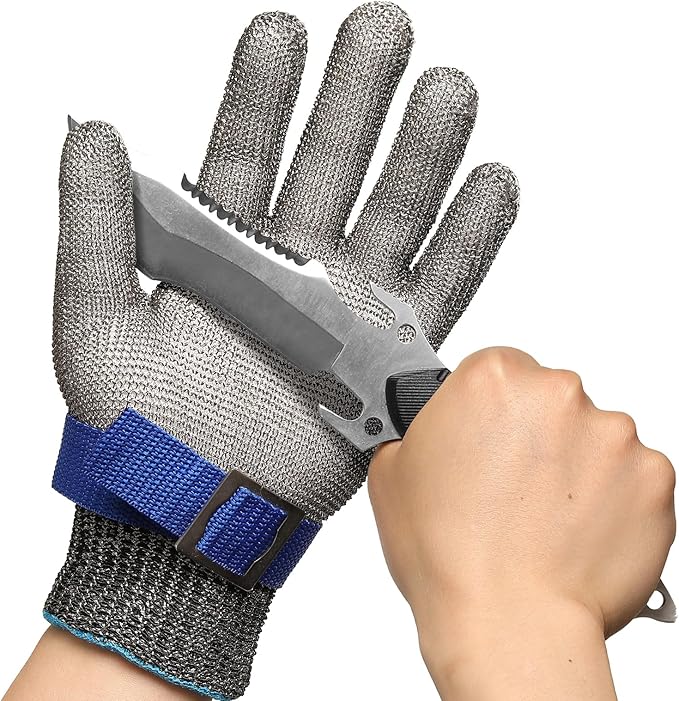Schwer SlicePro ANSI A9 Cut Resistant Glove PR1706, Stainless Steel Mesh Metal Glove, Food Grade for Kitchen Cooking, Butcher Meat Cutting, Oyster Shucking, Mandoline, Fishing, (M, 1 PCS)