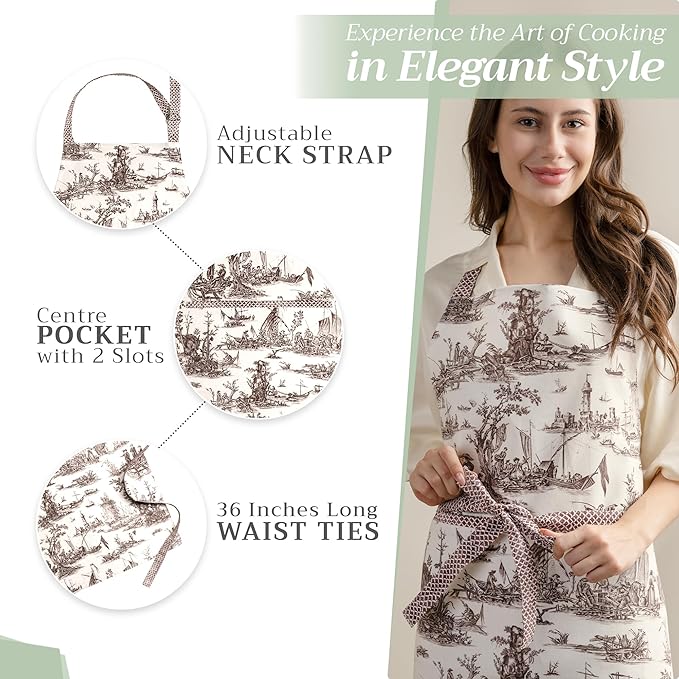 Maison d' Hermine 100% Cotton Apron for women with Pocket Kitchen Chef Apron for Men Cooking Easter Decorations