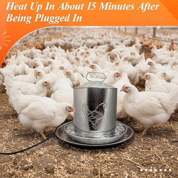 Chicken Water Heater for Winter Chicken Heated Waterer Base 110v 38w Surface Temperature Can Reach About 140 Fahrenheit Degree Poultry Drinker Electric Water Base(9.06 x 9.06 Inches,Black)