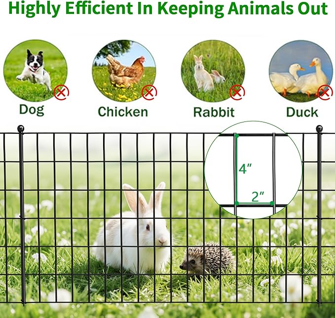 AMAGABELI GARDEN & HOME Black PVC Coated Weld Wire Fence Mesh 24inch ×50ft Hardware Cloth for Chicken Coop Vegeatable Garden Bed Yard Plant Protection Poultry Netting Barrier Dog Cat with Stakes Ties