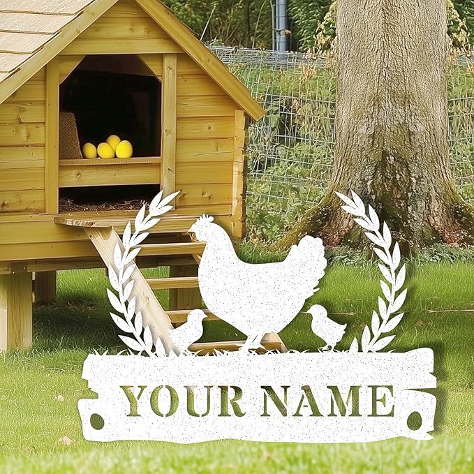 Custom Chicken Coop Signs, Personalized Funny Chicken Coop Signs, Custom Metal Farm Sign for Outdoor, Chick Hen House Sign Funny Farmhouse Outside Wall Decor Gift