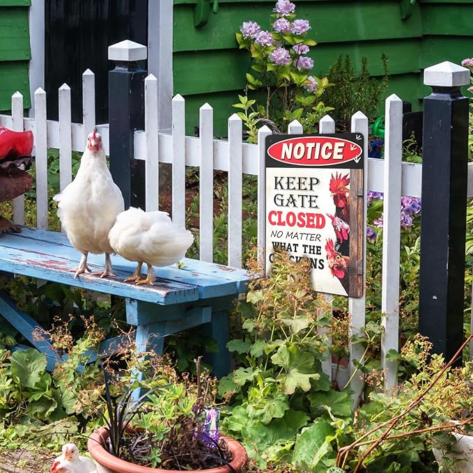 3 PCS Chicken Coop Signs, 8x12 Inch Vintage Funny Chicken Signs, Personalized Metal Chicken Coop Decor for Farmhouse Door Fence Wall, Chicken Coop Accessories Gifts for Hen Rooster Lovers
