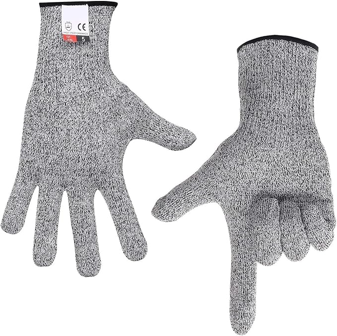 4 Pcs Large Cut Resistant Gloves Food Grade Level 5 Hand Protection,Kitchen Cut Gloves (Large (Pack of 4))