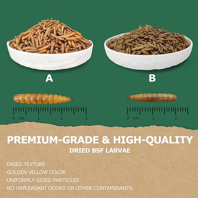 5LB Non-GMO Dried Black Soldier Fly Larvae for Chickens, Superior Calcium Boost, Better Than Dried Mealworms, Poultry Feed Ideal for Molting & Laying Hens, Wild Birds, Ducks | Top Grade BSF