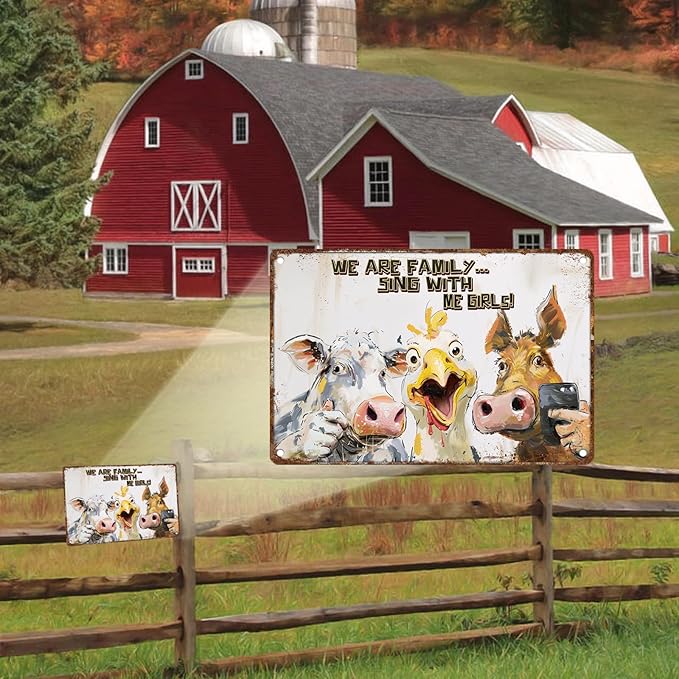 Farmhouse Decor Farm Animal Metal Sign Farmhouse Pig Chicken Cow Metal Sign Cow Metal Sign Vintage Metal Farmhouse Decor Cow Gifts 12 * 8in
