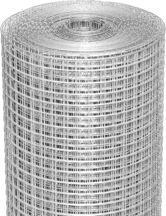 Hardware Cloth 1/2 inch, 19 Gauge 16inx25ft Chicken Wire Fence Wire Mesh Fence Galvanized Hardware Cloth Mesh for Poultry Netting, Garden Fencing, Tree Guard Rolls and Rabbit Cages Snake Fence