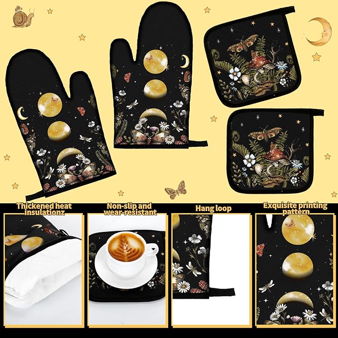 10 Pcs Kitchen Dish Towels Rugs Oven Mitts and Pot Holders Set Farmhouse Kitchen Decor Set for Women Mom Daughter Gift Cooking Baking Grilling(Rustic Color,Rustic Bohemia)