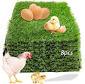 8PCS Chicken Nesting Pads for Laying Eggs,Washable Nest Box Pads Reusable Grass Mat Green Artificial Chicken Coop Liner Bedding for Hen,Chick,Duck