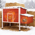 Chicken Coop Hen House Wooden Insulated Poultry Cage Rabbit Hutch with Nesting Box Asphalt Roof Pull-Out Metal Tray Elevated Legs Removable PVC Layer