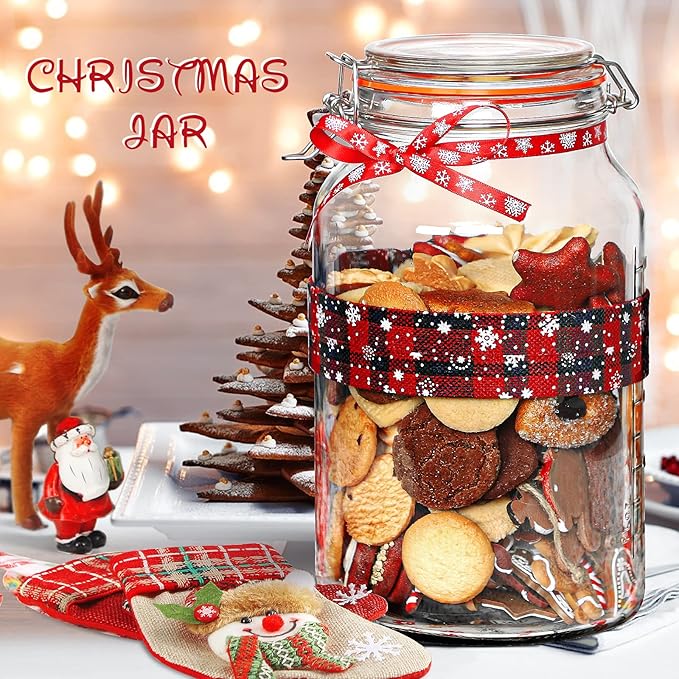 1 Gallon Glass Jars with Airtight Lid, Large Glass Storage Containers with Lids, 2 Pack Wide Mouth Mason Jars with Measurement Marks, Kitchen Pantry Storage for Flour, Sugar, 138oz, Dishwasher safe